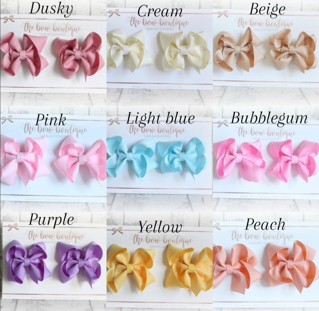 Ribbon pigtail bow clip sets | 28 Colours