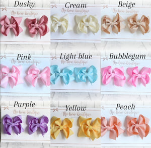 Ribbon pigtail bow clip sets (28 Colours)