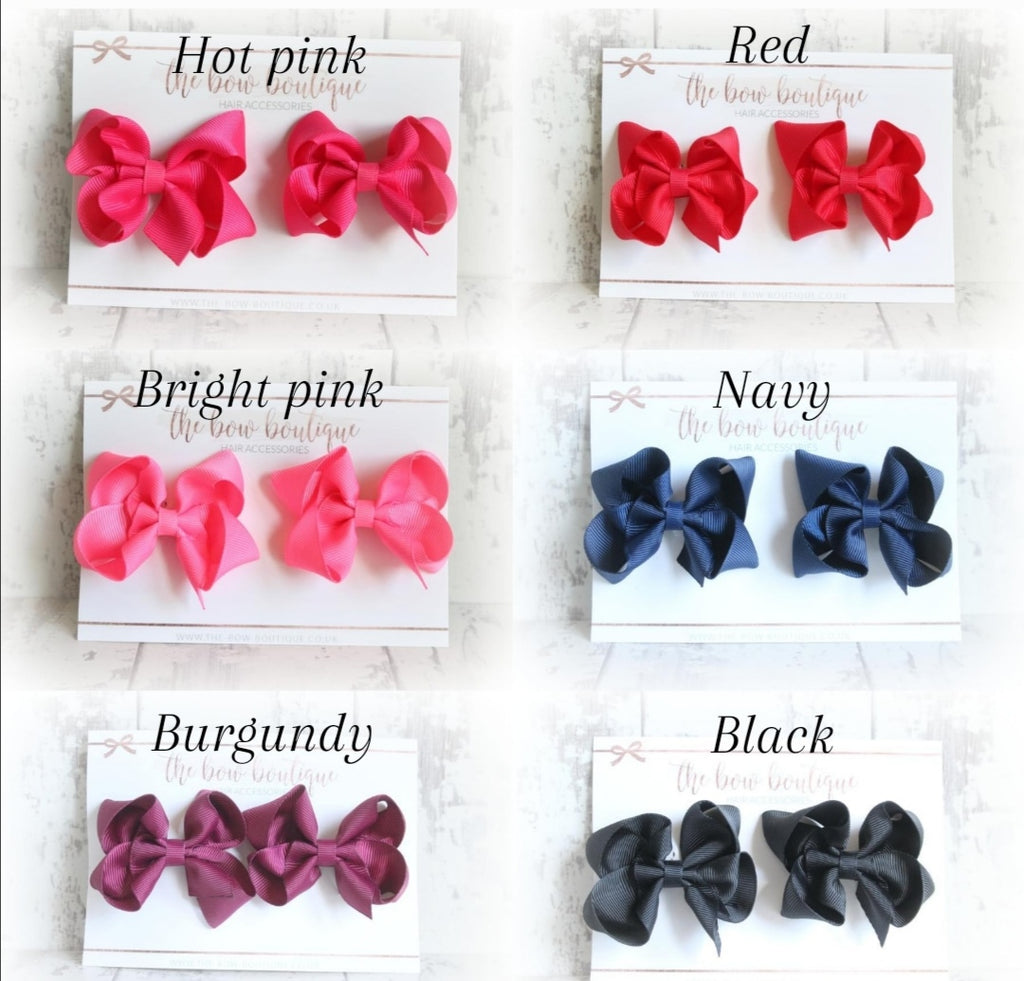 Ribbon pigtail bow clip sets | 28 Colours