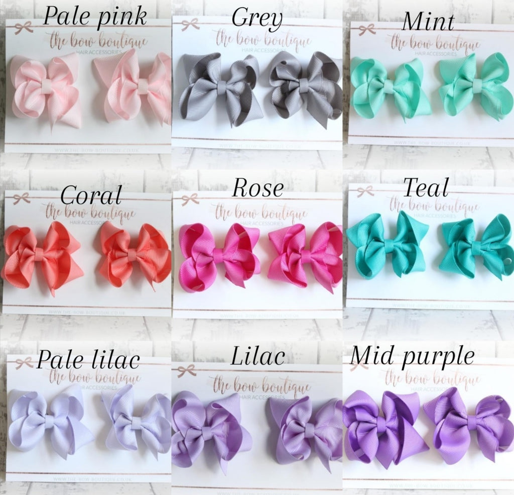 Ribbon pigtail bow clip sets | 28 Colours