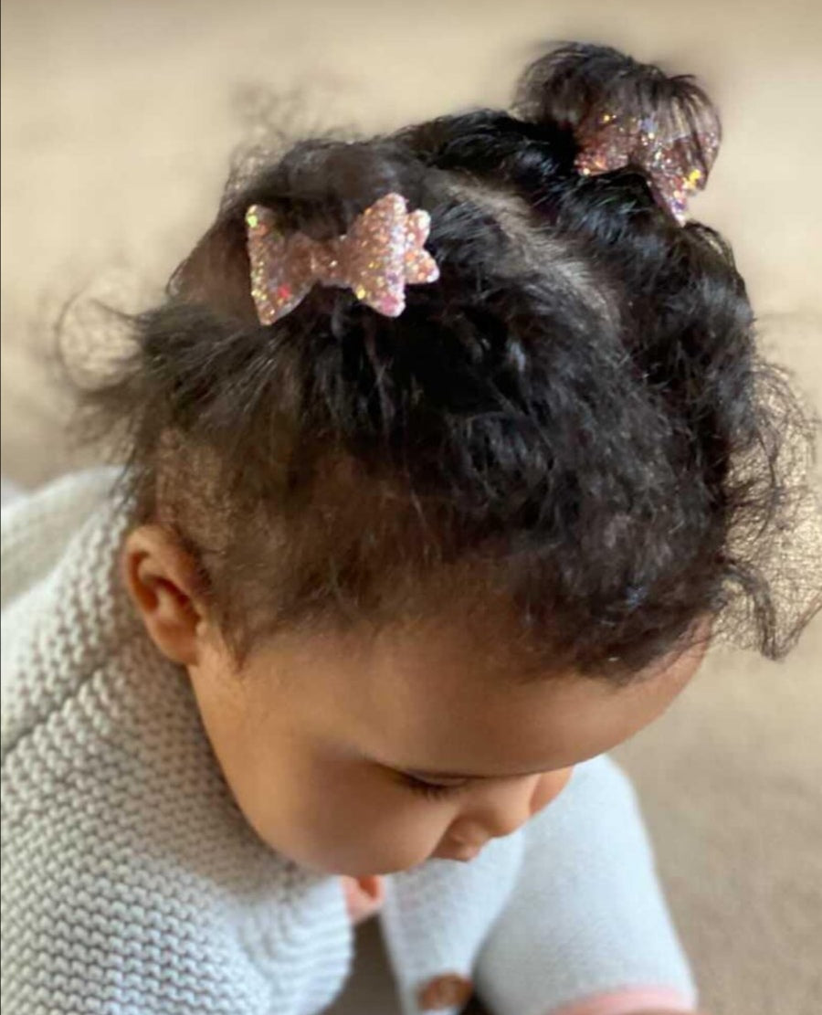 Mini baby glitter bows | 20 Colours | Clip or bobble