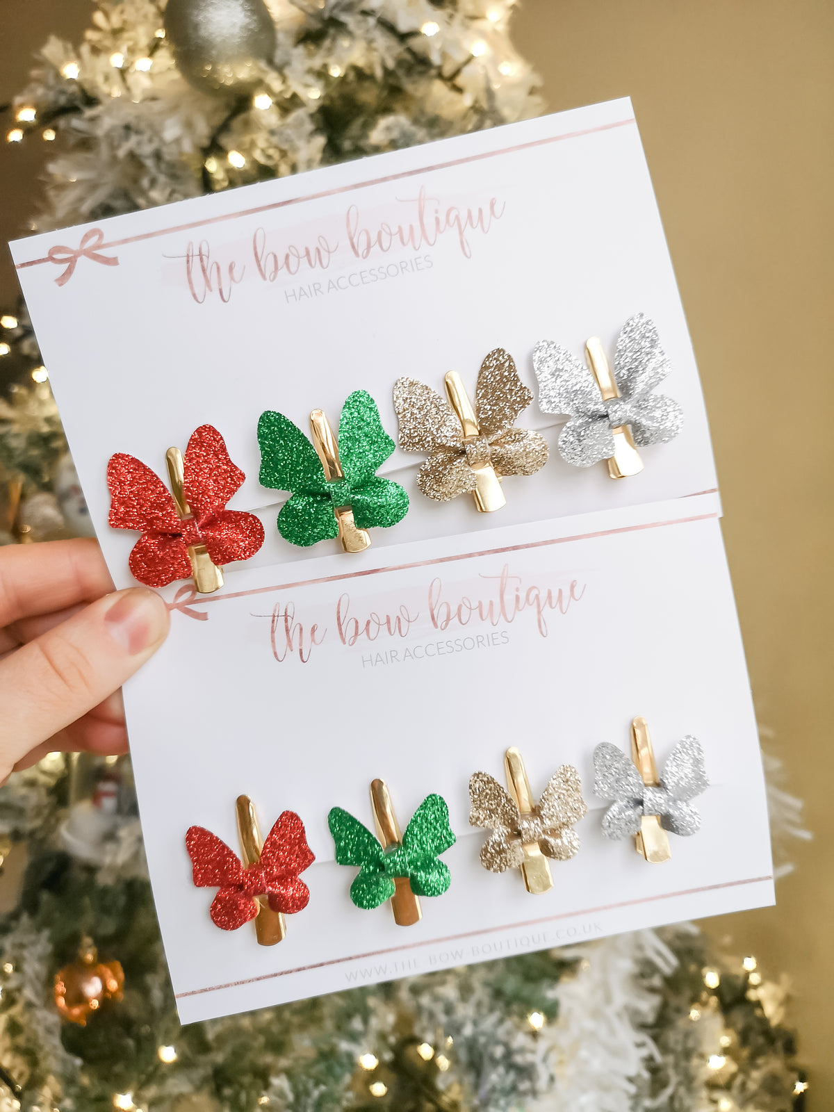 Christmas glitter butterfly clip set