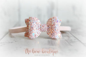 Mini deluxe glitter bows (25 Colours)