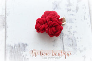 Red cluster felt bow clip