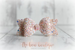 Small chunky glitter bows (25 Colours)