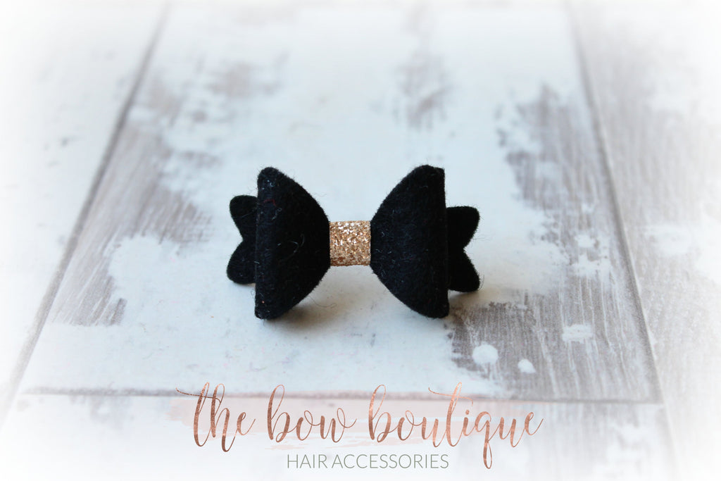 Mini baby felt gold centre bows | 25 Colours | Clip or bobble