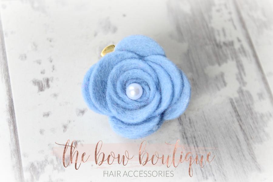 Large felt flower clips with pearl (26 Colours)