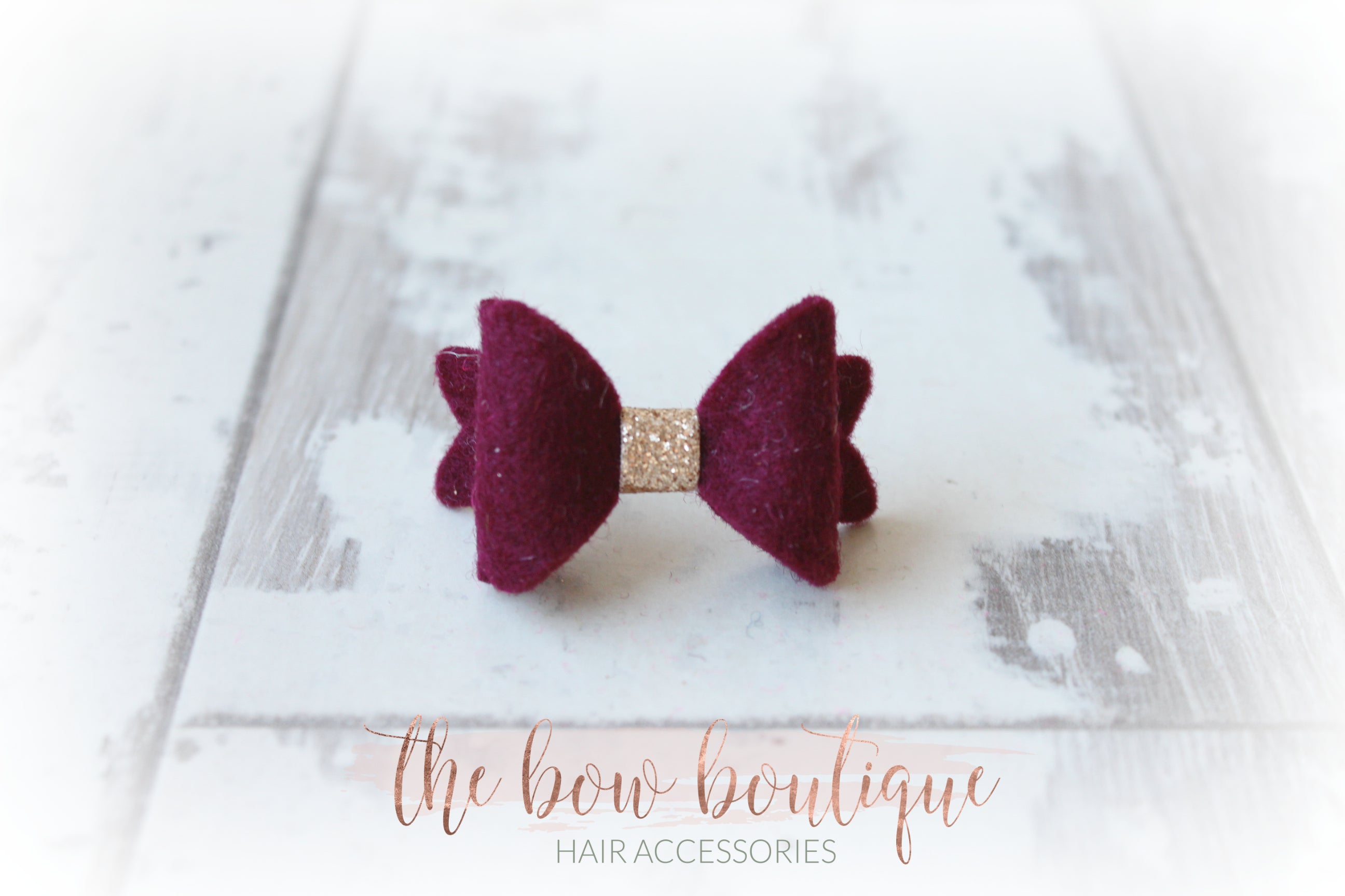 Mini baby felt gold centre bows | 25 Colours | Clip or bobble