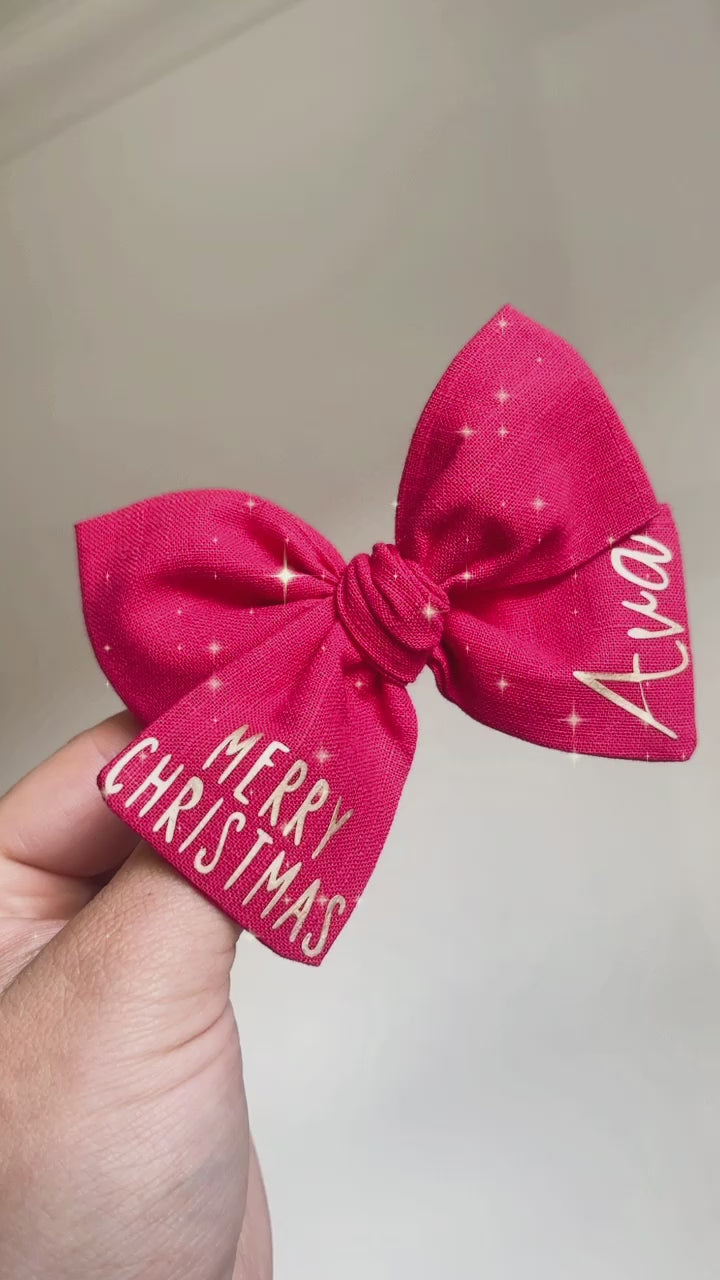Merry Christmas sweetheart bow | Clip, headband or bobble
