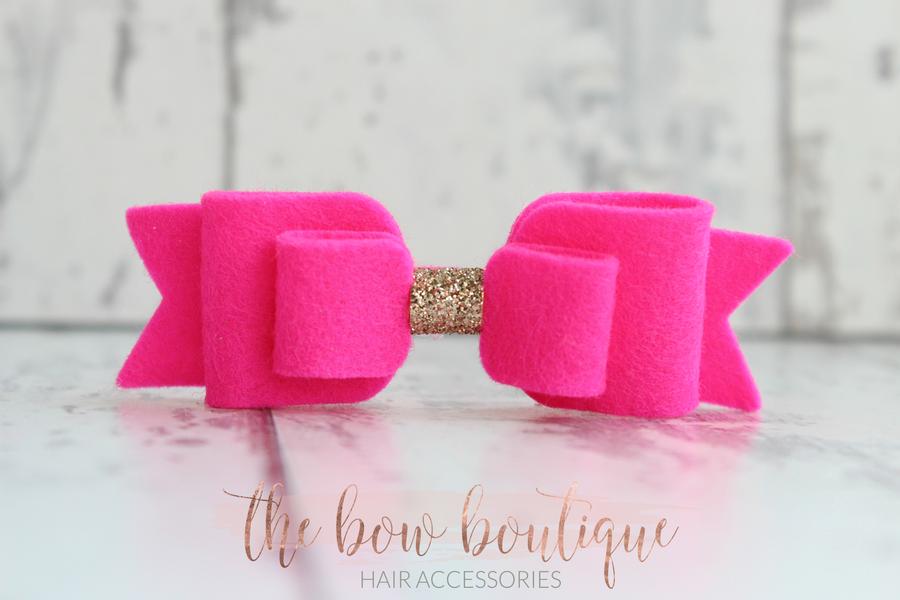 Double felt bows with gold centre | 25 colours | Clip or headband