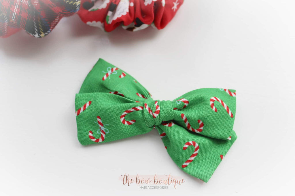 Christmas candy cane mini sweetheart bow | Clip, headband or bobble