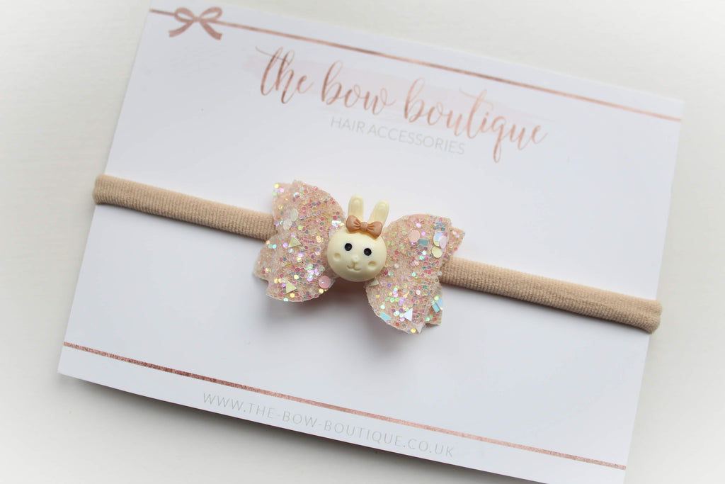 Nude glitter mini deluxe bunny bows - Easter