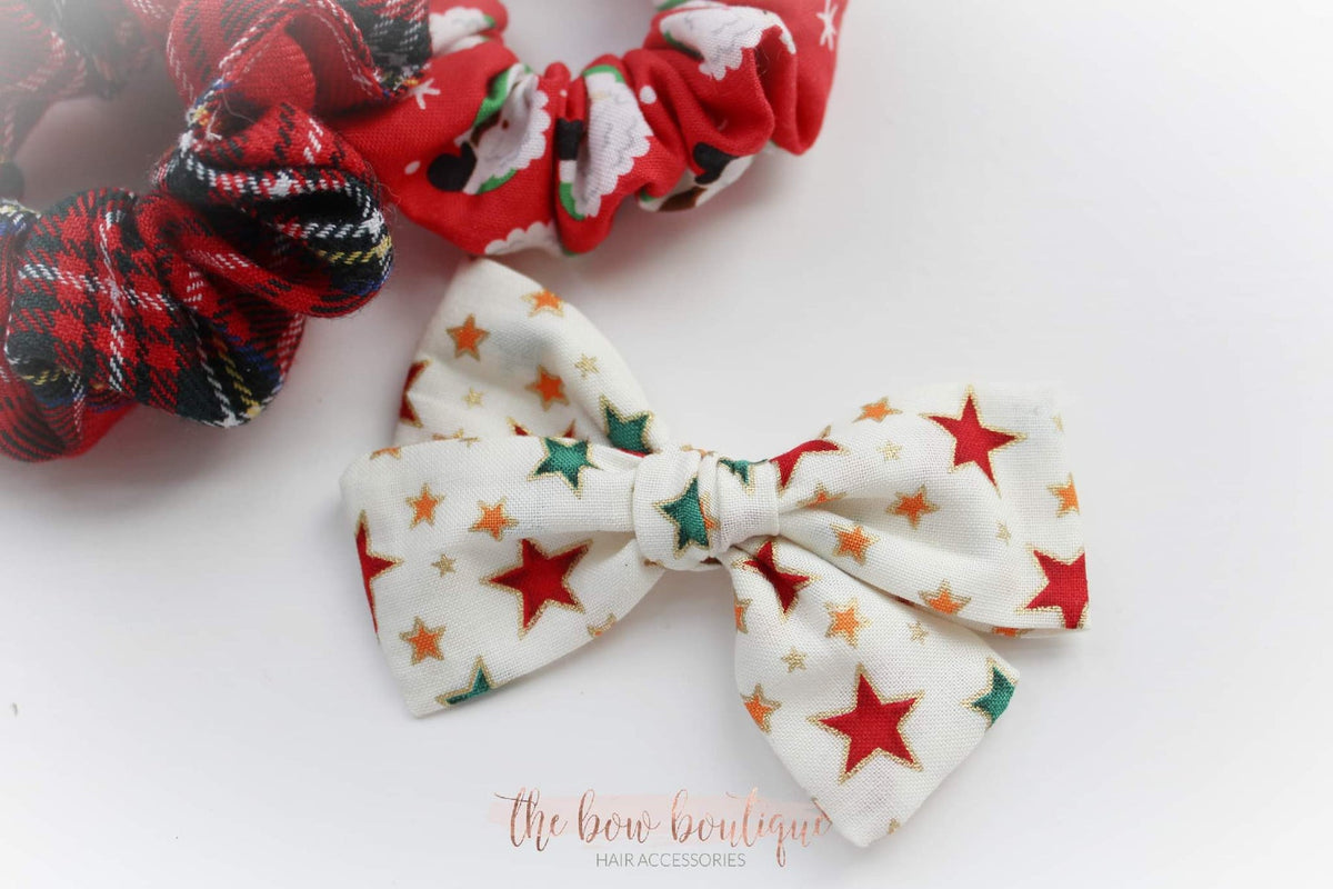 Christmas star mini sweetheart bow | Clip, headband or bobble