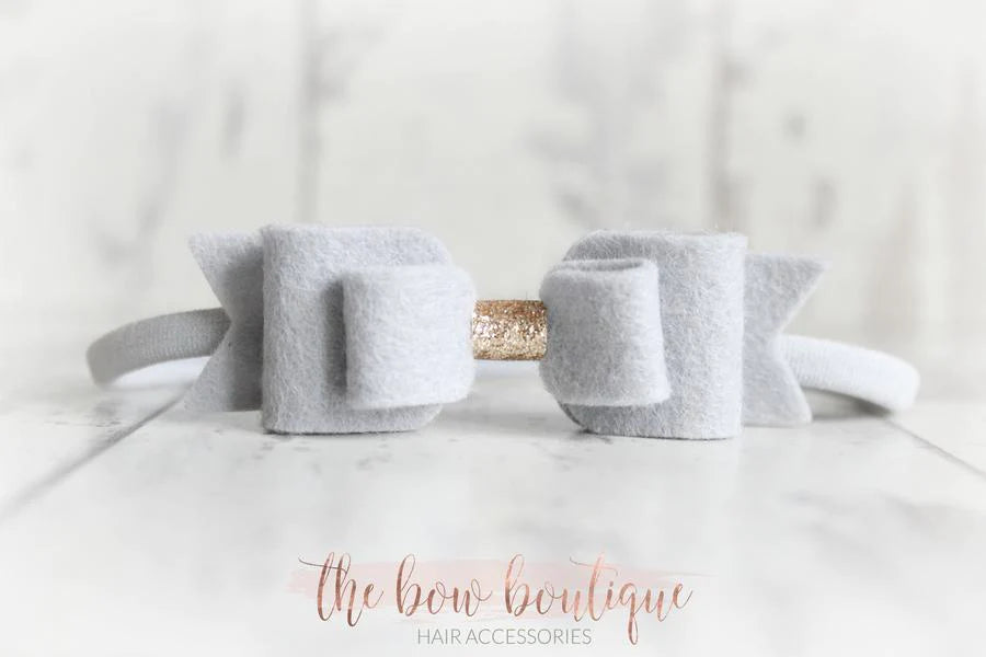 Double felt bows with gold centre | 25 colours | Clip or headband