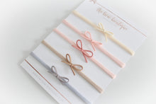 Load image into Gallery viewer, Petite neutral suede bow headbands