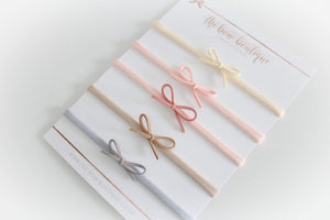 Petite neutral suede bow headbands