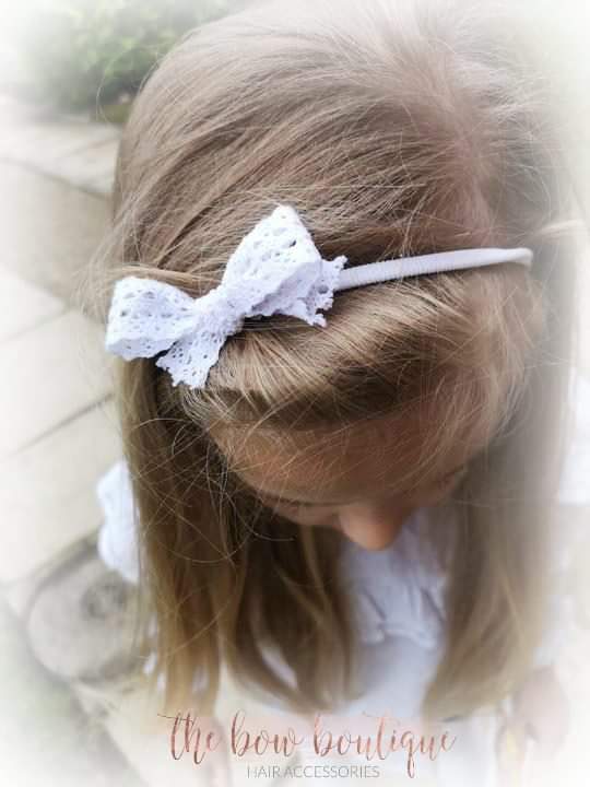 Lace hand tied hair bows | 2 Colours