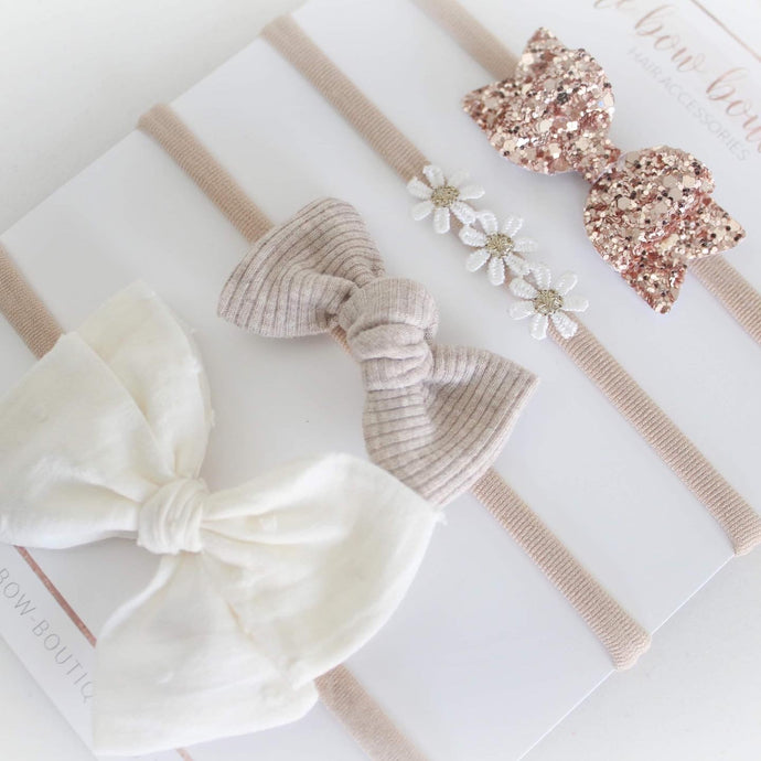 Delicate neutral headband set