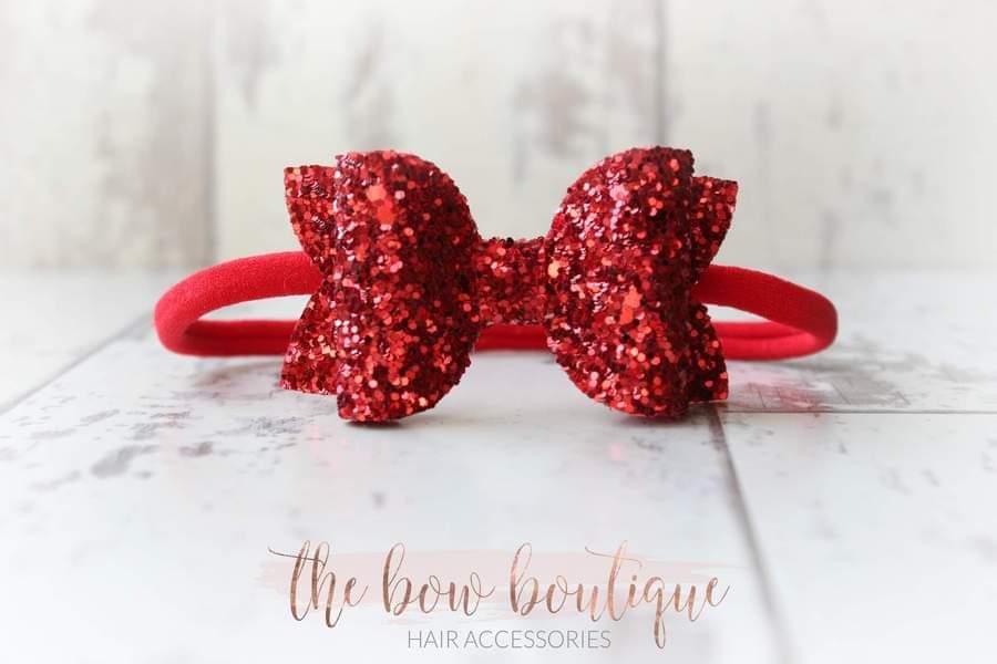 Red deluxe glitter bows | 3 Sizes | Clip or headband