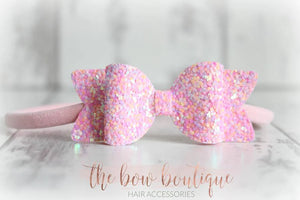 Small chunky glitter bows (25 Colours)