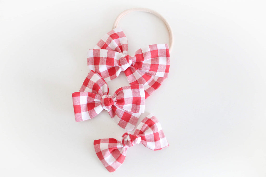 Red checked bows