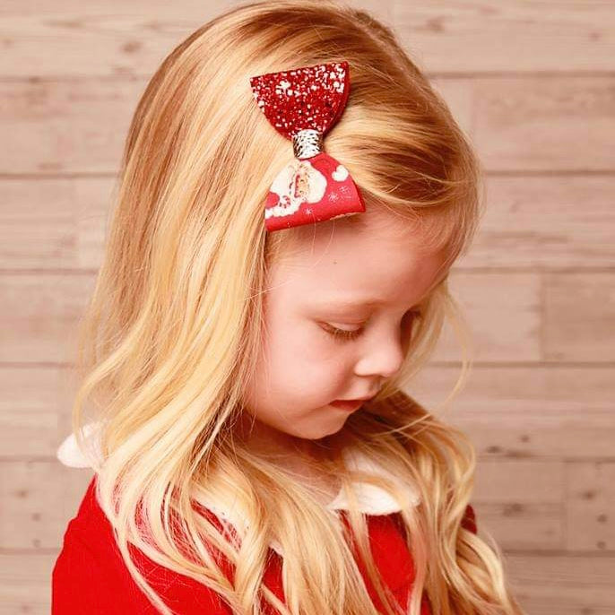 Retro Santa bow | Clip or headband