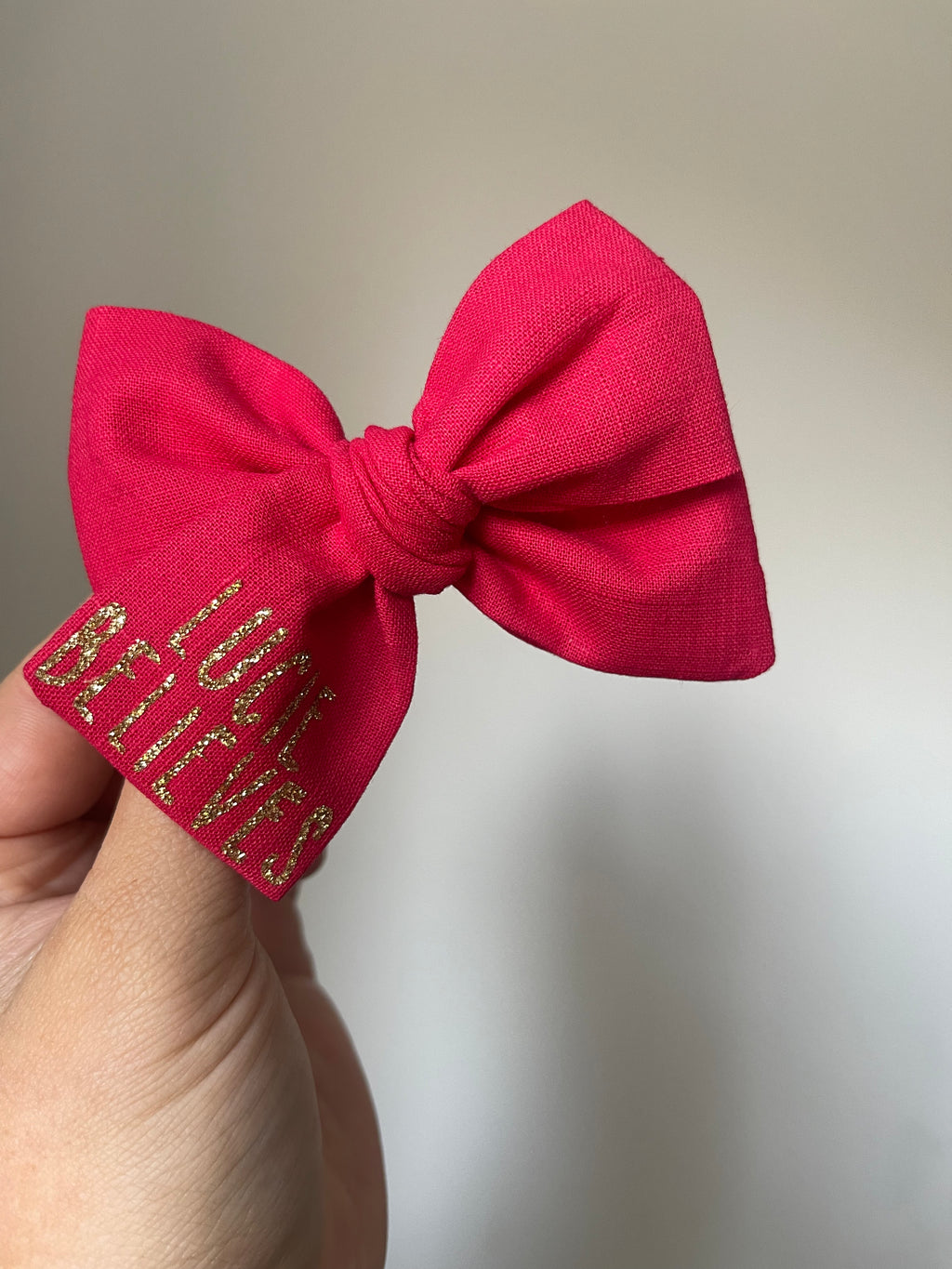Christmas believe glitter bow | Clip, headband or bobble