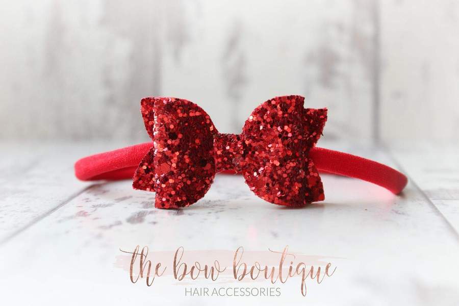 Red deluxe glitter bows | 3 Sizes | Clip or headband