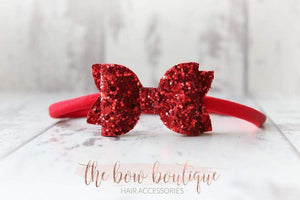 Red deluxe glitter bows - 3 Sizes