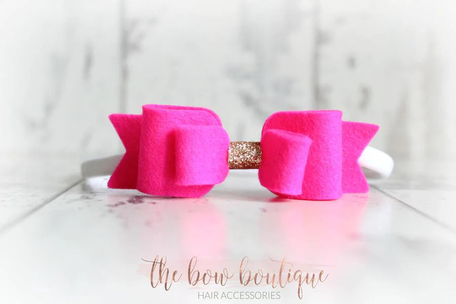 Double felt bows with gold centre | 25 colours | Clip or headband