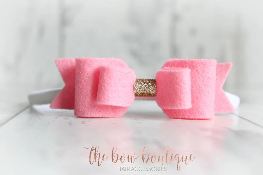 Double felt bows with gold centre | 25 colours | Clip or headband