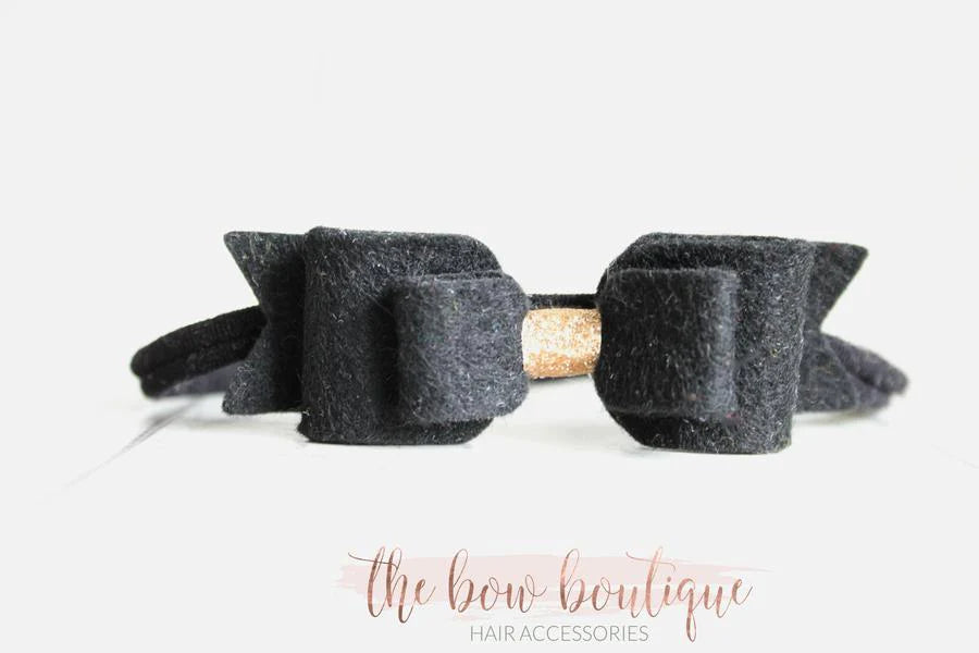 Double felt bows with gold centre | 25 colours | Clip or headband