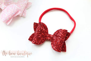 Large deluxe glitter bows (25 colours)