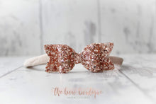 Load image into Gallery viewer, Small chunky glitter bows (25 Colours)