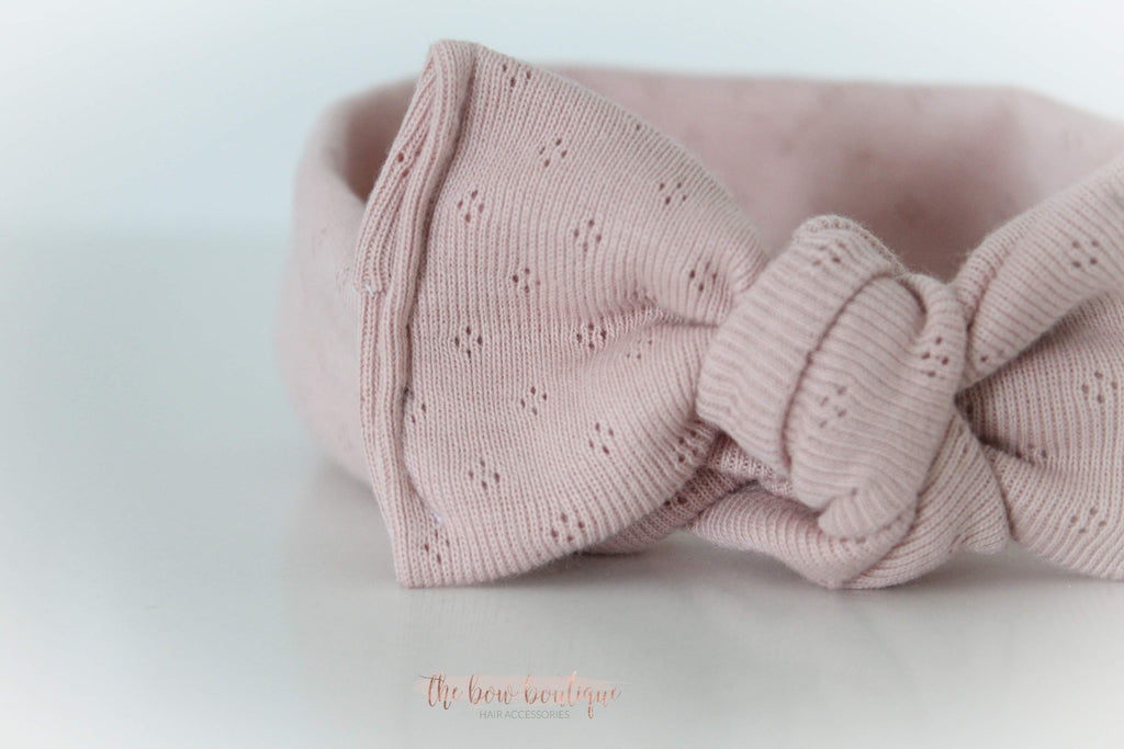 Nude pink pointelle headwrap