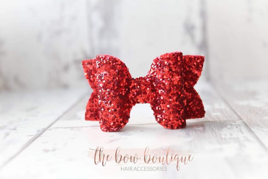 Red deluxe glitter bows | 3 Sizes | Clip or headband