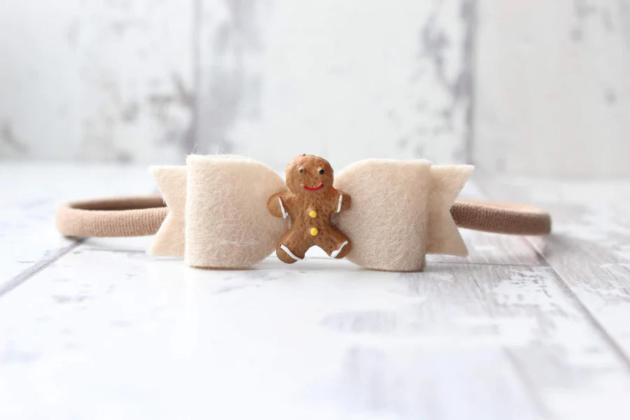 Gingerbread man bow | Clip or headband