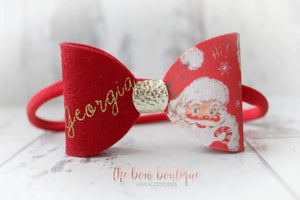Retro santa glitter name bows