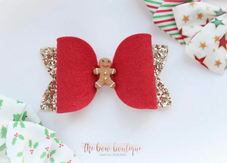 Christmas gingerbread bow | Clip or headband