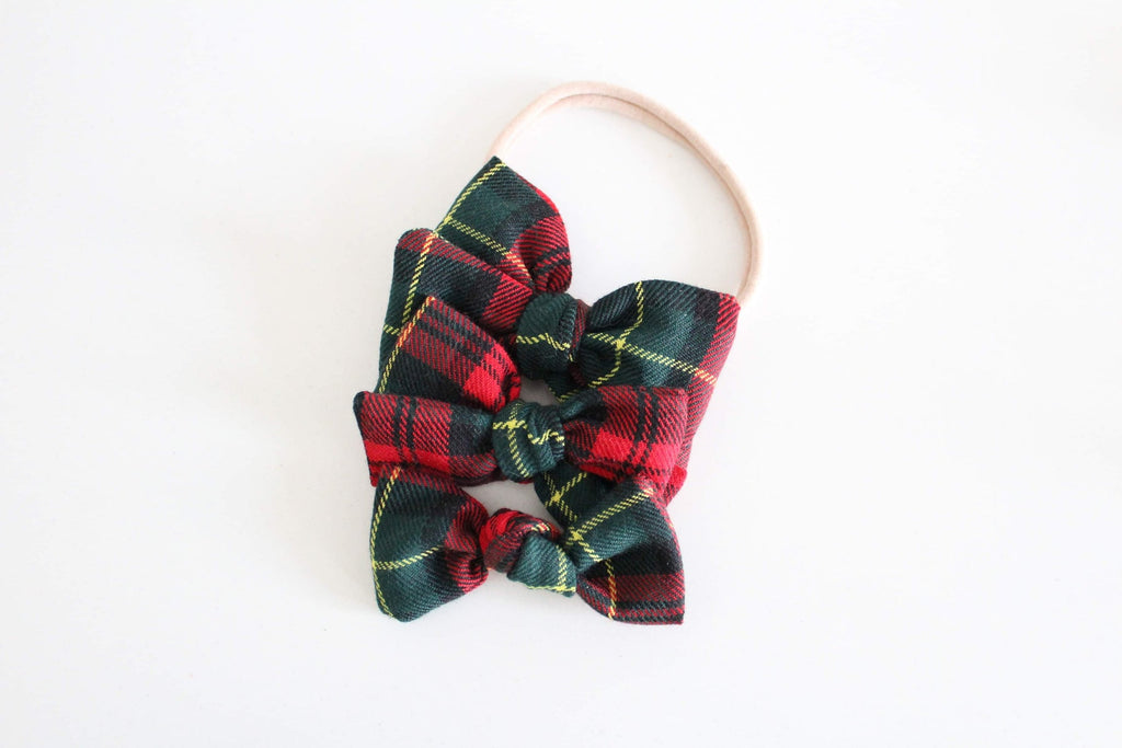 Christmas tartan bow | Clip, headband or bobble