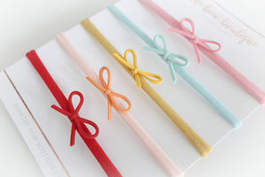 Petite summer suede bow headband set