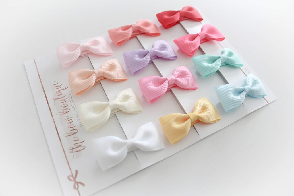 Summer set of 12 pinch bows |Standard size | Clips or bobbles.