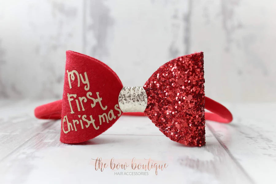 My first christmas bow | Clip or headband