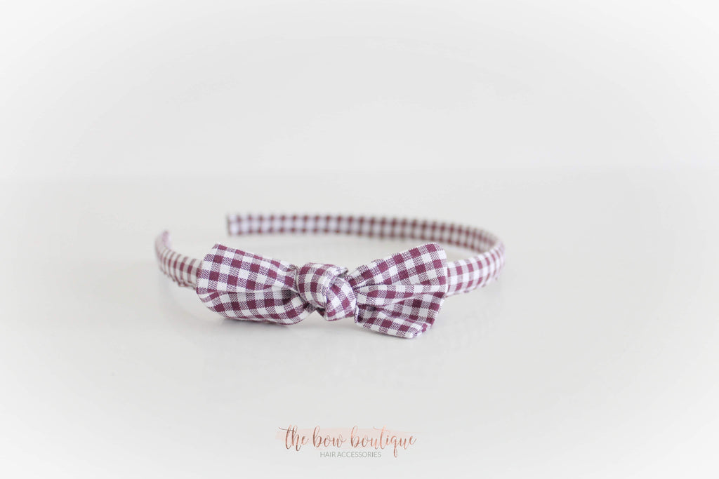 School gingham knot Alice headbands | 7 colours.