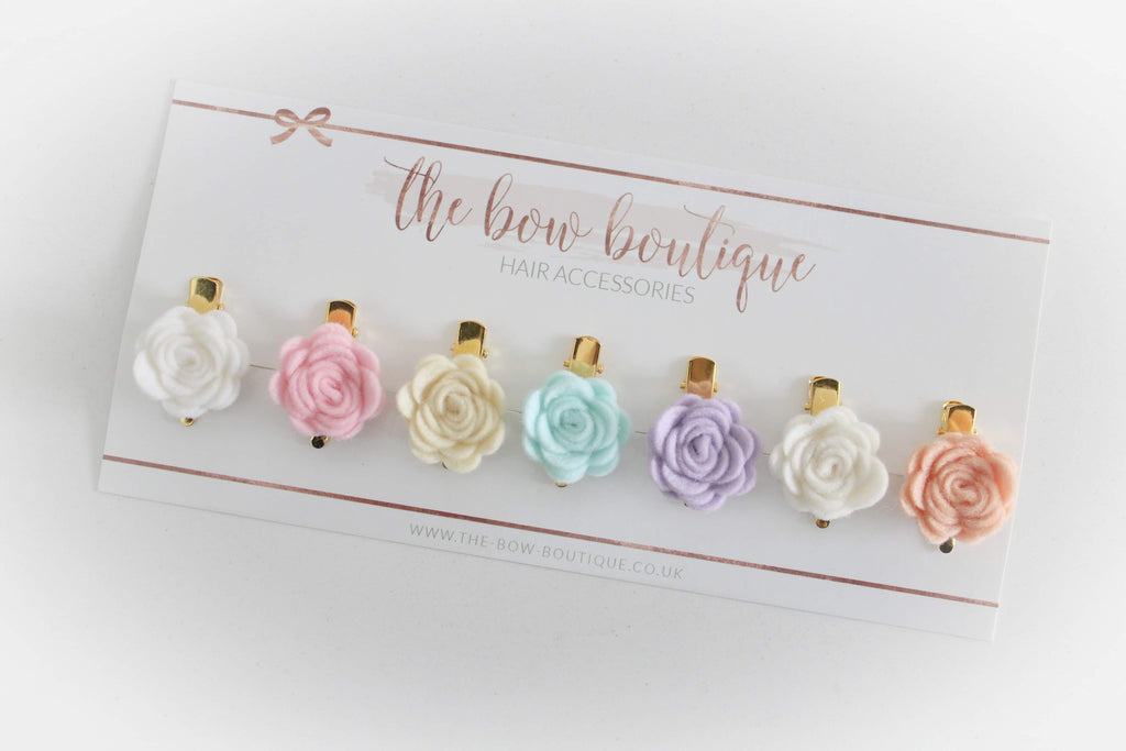 Spring pastel mini flower clip set