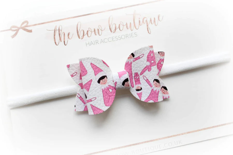 Pink elf medium deluxe bow | Clip or headband