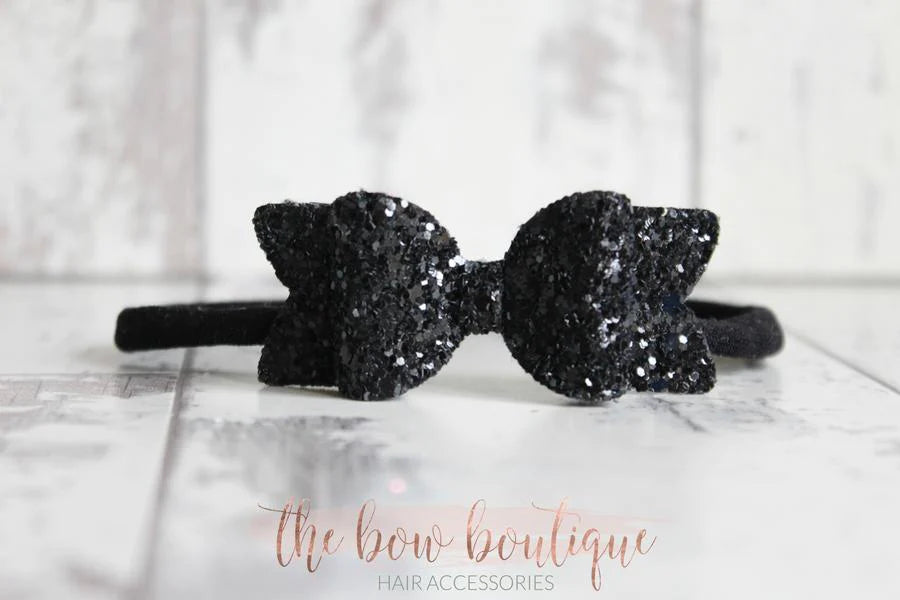 Small chunky glitter bows | 22 Colours | Clip or headband