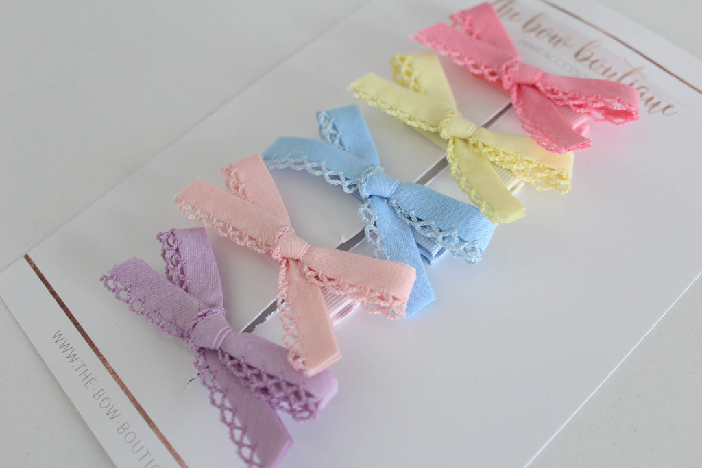 Summer hand tied dainty set I Clips or headbands