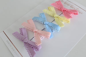 Summer hand tied dainty set I clips or headbands