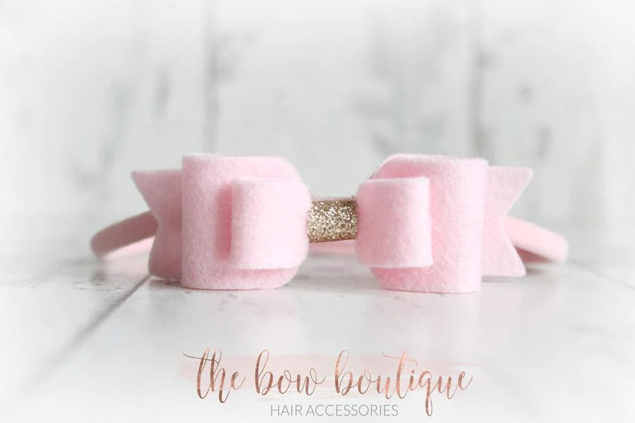 Double felt bows with gold centre | 25 colours | Clip or headband